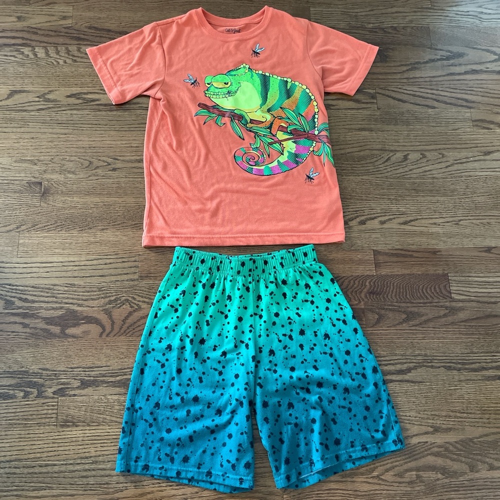 Cat & Jack Orange and Green Pajama Set